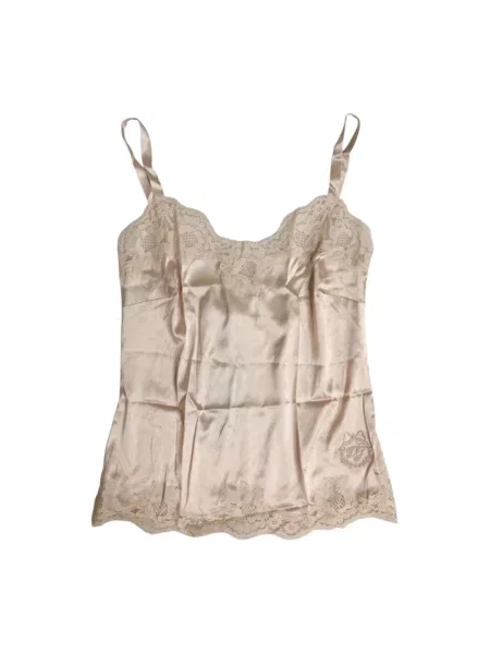 Jedwabny top Dolce And Gabbana beżowy