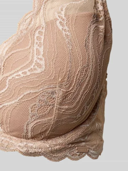 Biustonosz z półprzezroczystego materiału z zapięciem na haftkę Calvin Klein Underwear beżowy
