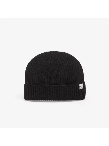 C.P. Company Extrafine Merino Wool Fisherman Beanie Black Universal czarna