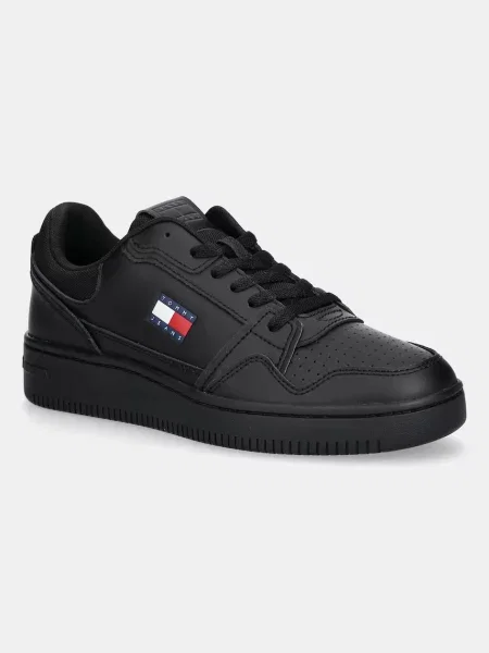 Кожени маратонки Tommy Jeans TJM RETRO BASKET мъжки черно