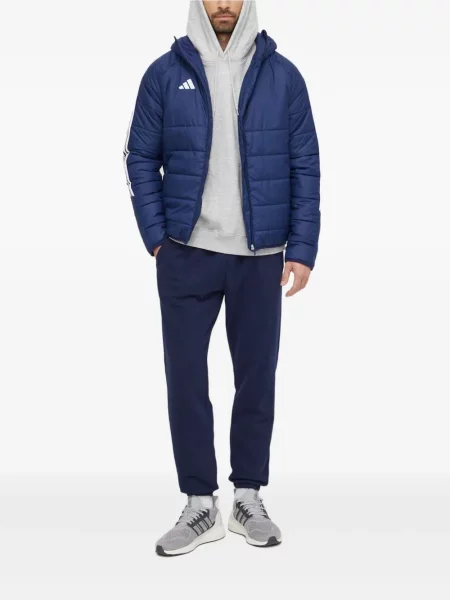 Ριγέ τρέξιμο μπουφάν Adidas με κουκούλα μαύρο