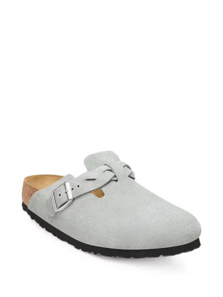 Klompe Birkenstock od brušene kože upletena siva
