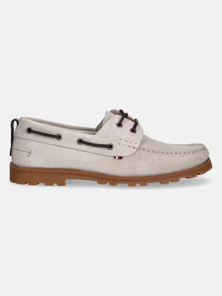 Tommy Hilfiger mokasini semišasti HILIFGER LIGHT SDE BOAT SHOE bež