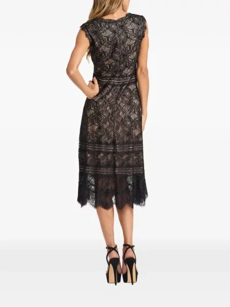 Rochie de dantelă Tadashi Shoji cu decolteu în V din dantelă de costum negru