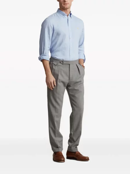 Ilgas raštuota polo marškinėliai Polo Ralph Lauren grįžtamasis mėlyna