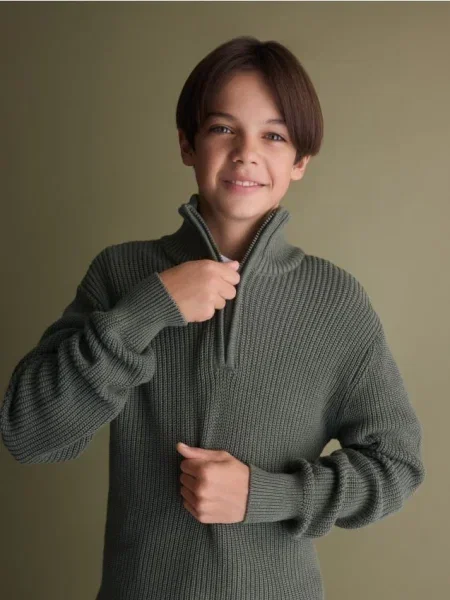 Reserved Strukturalny golf ciemnozielony