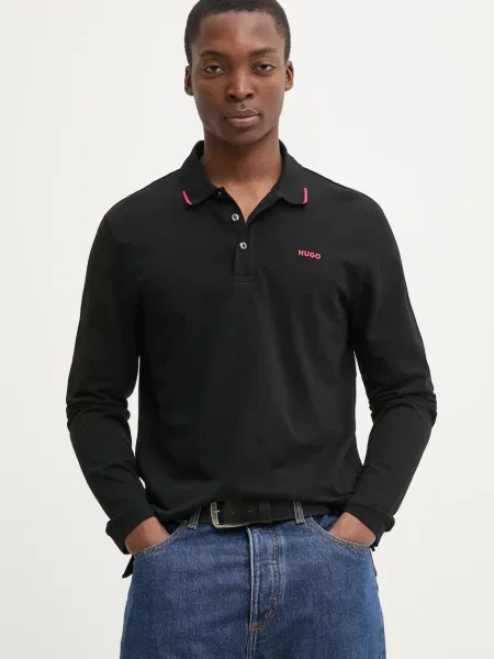 Majica z dolgimi rokavi HUGO črna