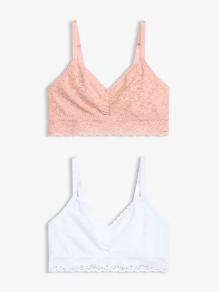 Biustonosz bustier z miękką koronką 2 szt. różowy