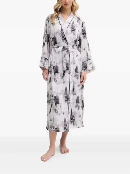 Halat Dkny cu imagine cu imprimeu abstract alb