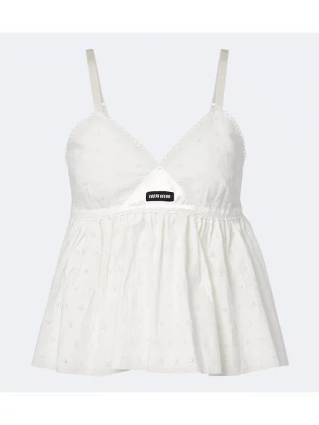 Top Miu Miu cu broderie de in alb