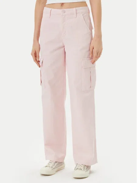 Guess Jeans Blugi Straight Leg roz