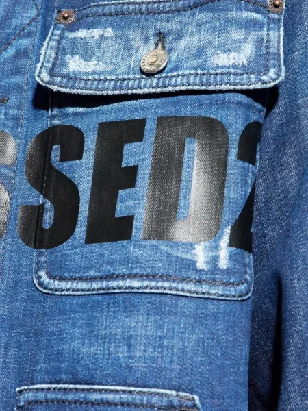Дънково яке Dsquared2 с принт синьо