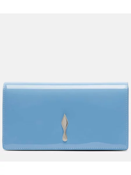 Кожена чанта тип портмоне Christian Louboutin от лакирана кожа синьо