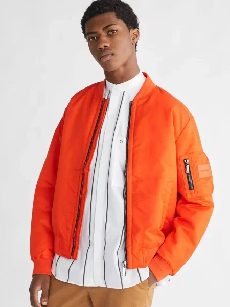Атласный бомбер Calvin Klein оранжевый