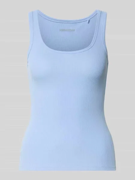 Top Review z okrągłym dekoltem błękitny