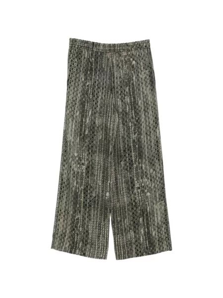 Pantaloni Ziggy Chen cu imagine cu imprimeu abstract cu cordon verde