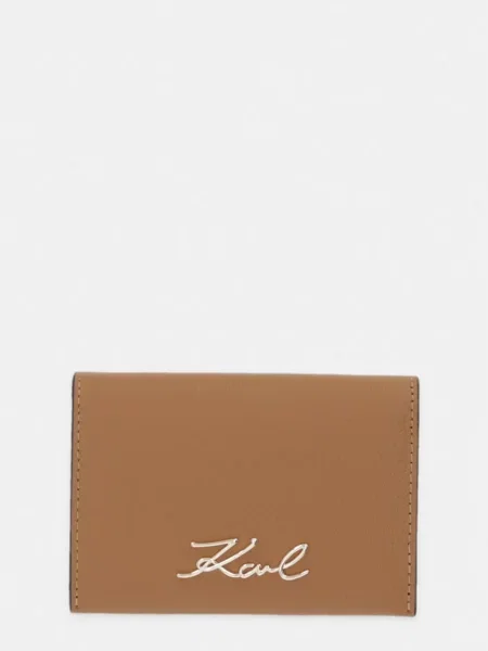 Karl Lagerfeld etui za kartice usnjeni K/SIGNATURE rjava