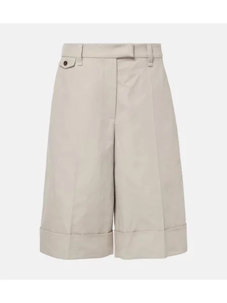 Lniane bermudy Brunello Cucinelli beżowe