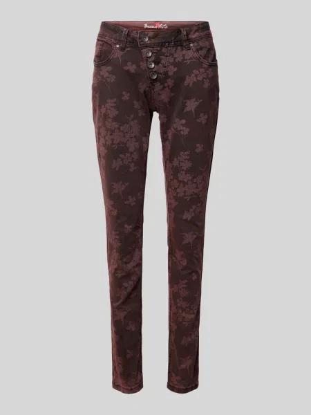 Spodnie o skróconym kroju skinny fit model ‘Malibu’ Buena Vista bordowe