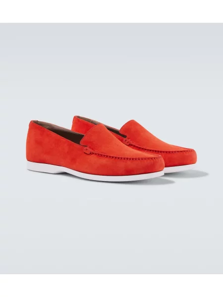 Pantofi loafer Manolo Blahnik din piele de căprioară roșu