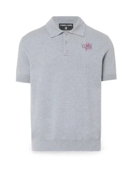 Tricou polo Iceberg cu broderie gri