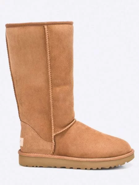 UGG De piele bocanci CLASSIC TALL II cu adaos de lână maro