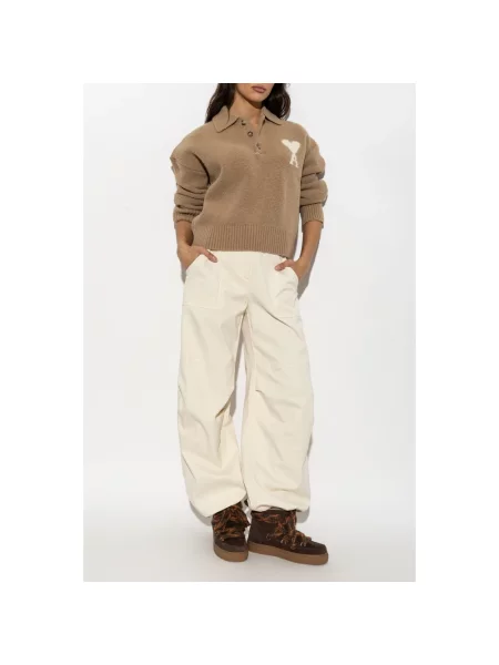 Sweter Ami Paris wełniany brązowy