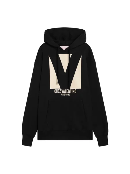 Lniana bluza z kapturem Valentino Garavani z kapturem czarna