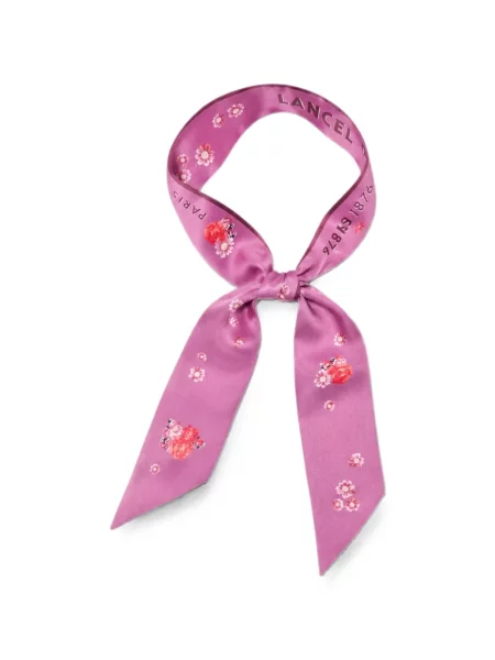 Fular Lancel cu model floral cu imagine violet