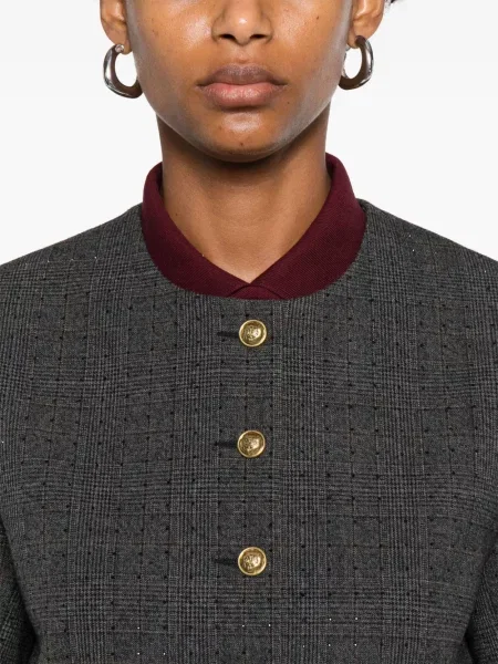 Geacă Sandro în carouri cu imagine gri