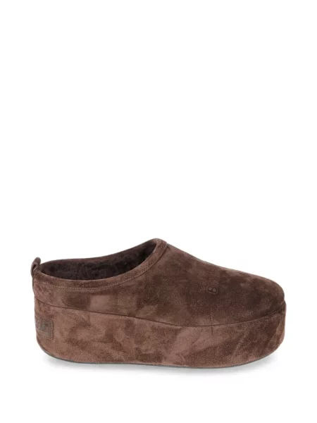 Papuci tip mules Balenciaga din piele de căprioară cu platformă maro