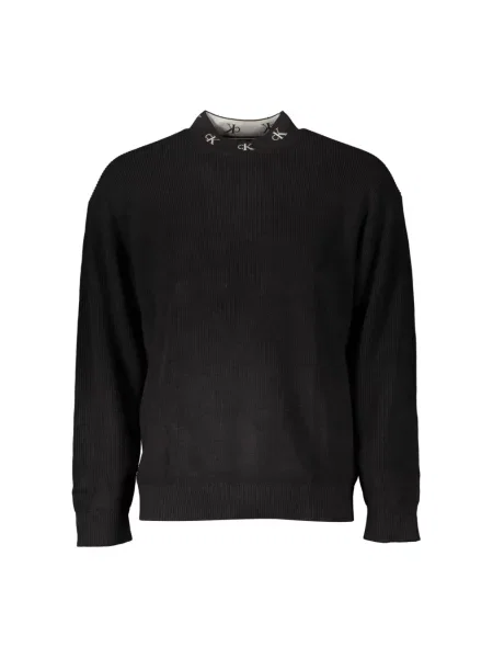 Sweter Calvin Klein z długim rękawem z dżerseju czarny