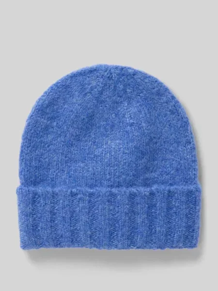Czapka z dzianiny z prążkowanym brzegiem model ‘IAMONA’ Ichi niebieska