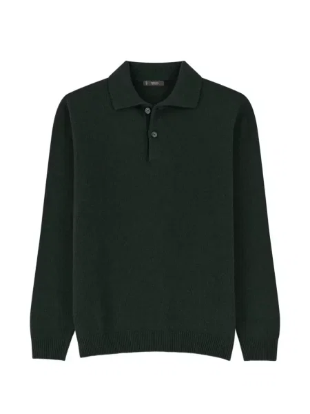 Tricou polo Boggi Milano din cașmir verde