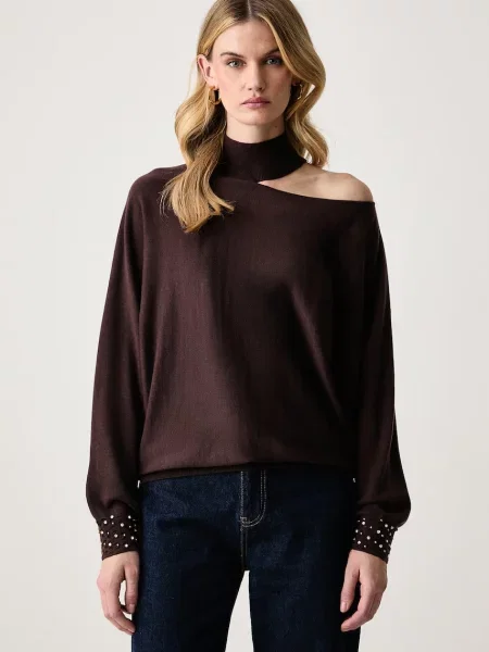 Marciano by Guess πουλόβερ γυναικείο με πρόσμιξη μαλλιού ROMINA καφέ