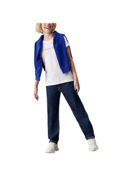 Gyerek denim ruha Calvin Klein Jeans fehér