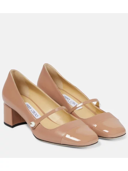 Кожени полуотворени обувки Jimmy Choo розово