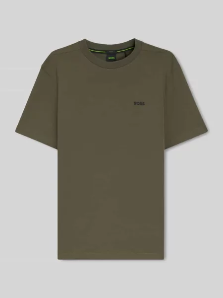 T-shirt o kroju regular fit z mieszanki bawełny Boss Green zielona