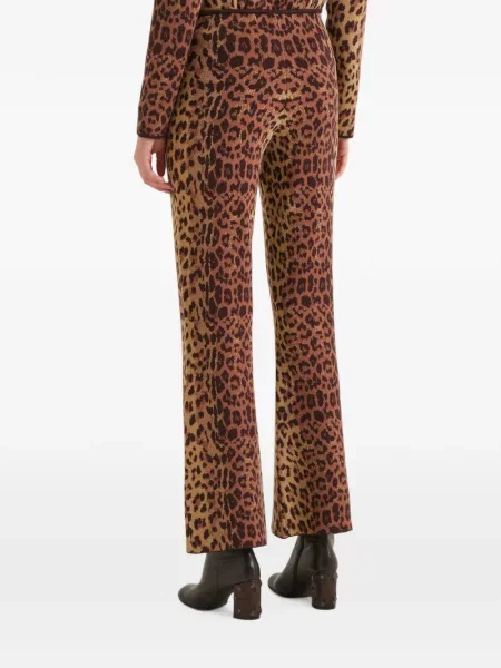 Pantaloni Maliparmi tricotate cu imagine cu model leopard maro