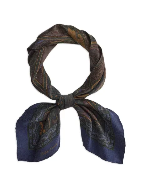 Μεταξωτός κασκόλ Ralph Lauren Purple Label με σχέδιο paisley μπλε