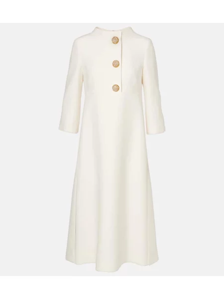Midi obleka Valentino iz krep tkanine bela
