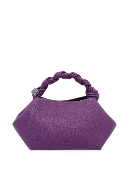 Geantă shopper Ganni țesută violet