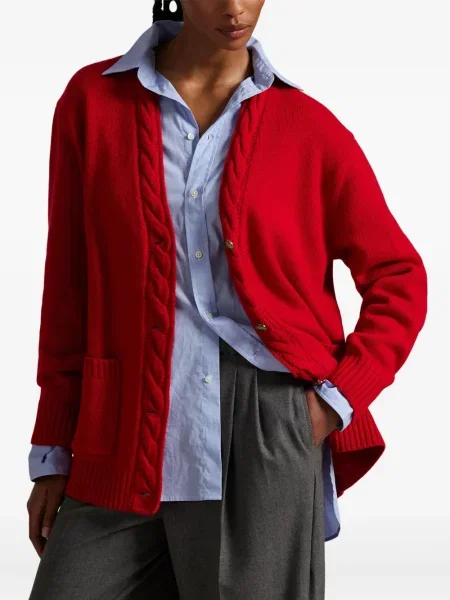 Căciulă Polo Ralph Lauren cu broderie cu dungi cowboy roșu