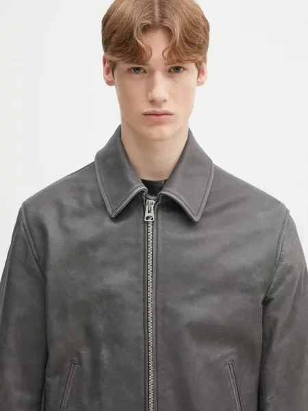 Кожаная куртка Kenzo серая
