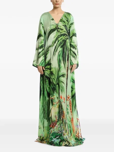 Rochie maxi Miau By Clara Rotescu cu imagine verde