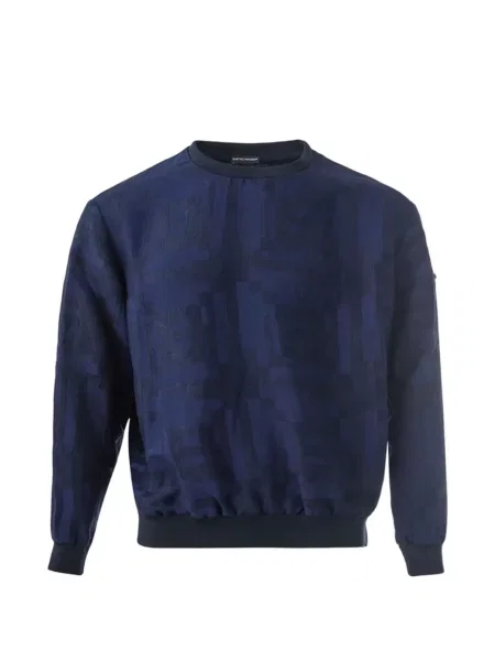 Pulover Emporio Armani tricotate cu imprimeu geometric albastru