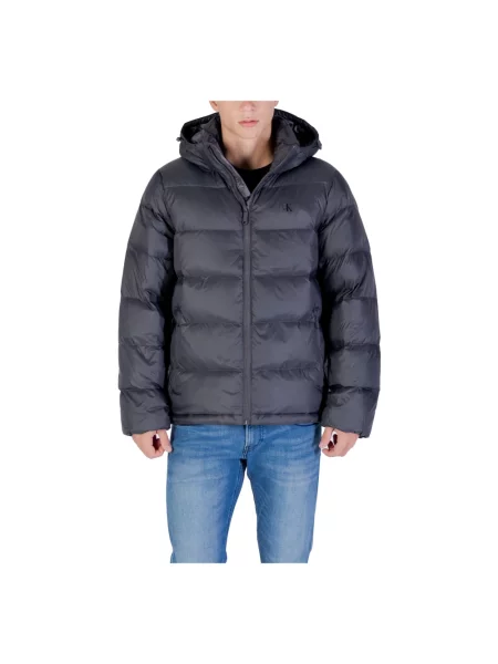 Kurtka jeansowa Calvin Klein Jeans z kapturem czarna