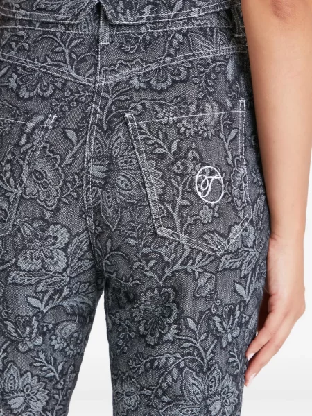 Pantaloni Temperley London cu model floral cu imagine negru