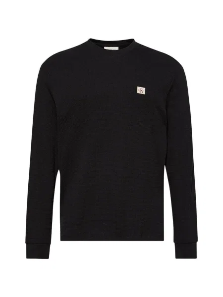 Tricou cu mânecă lungă Calvin Klein Jeans clasic negru