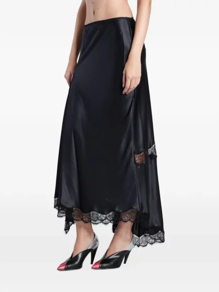 Fustă Isabel Marant asimetrică din dantelă negru